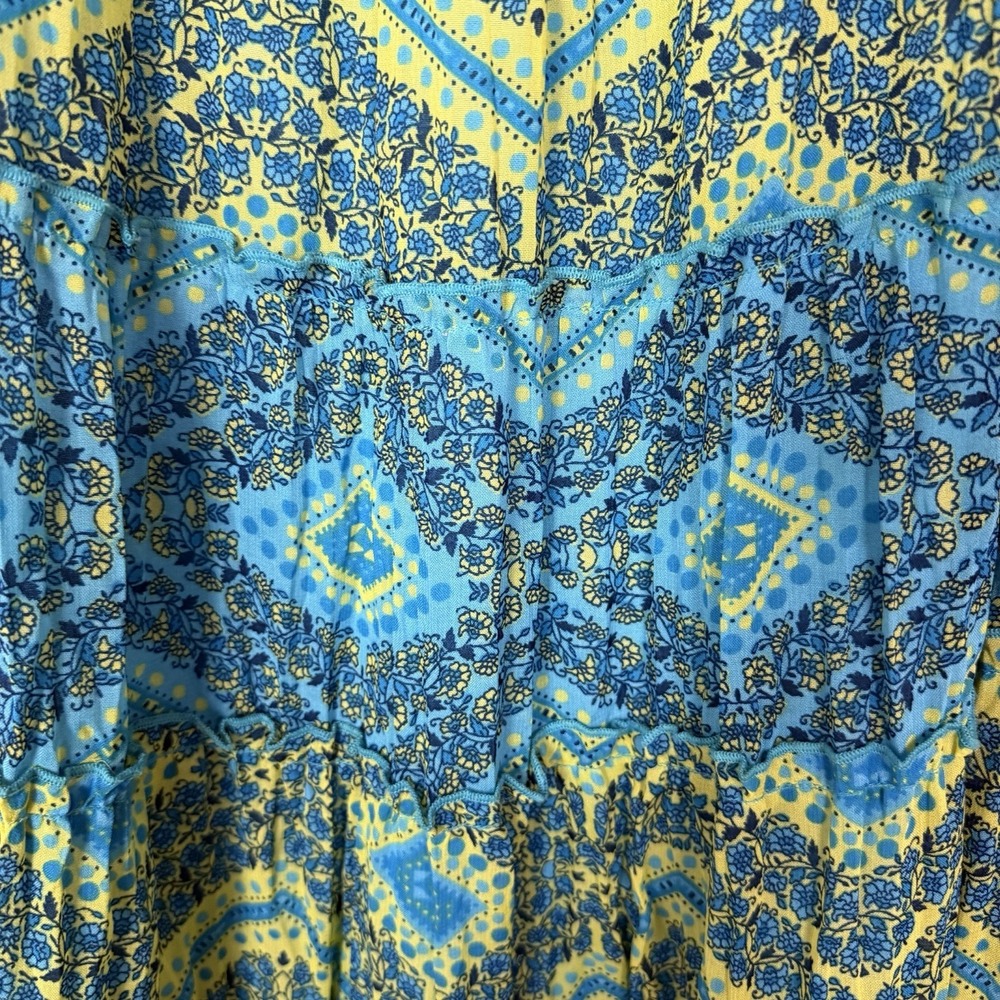 VTG Draper's & Damon's Skirt BoHo Maxi Skirt SZ LP Blue Gauzy Tiers Sheer Gypsy - Picture 3 of 11